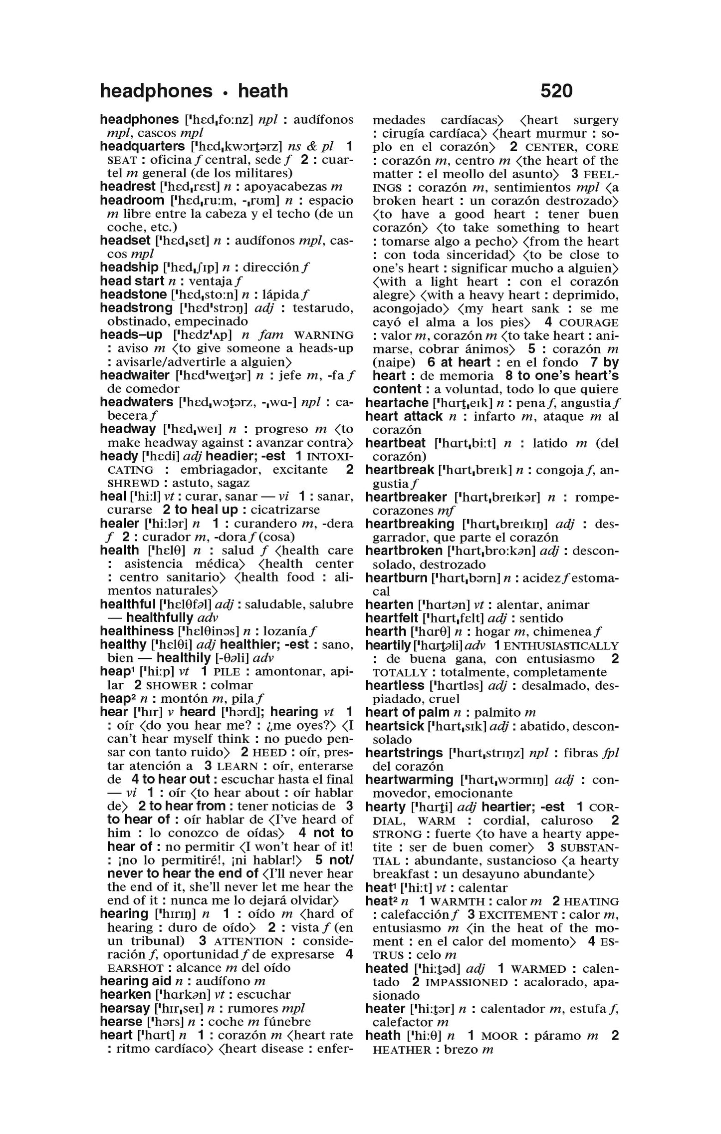 Merriam-Webster's Spanish-English Dictionary page 520