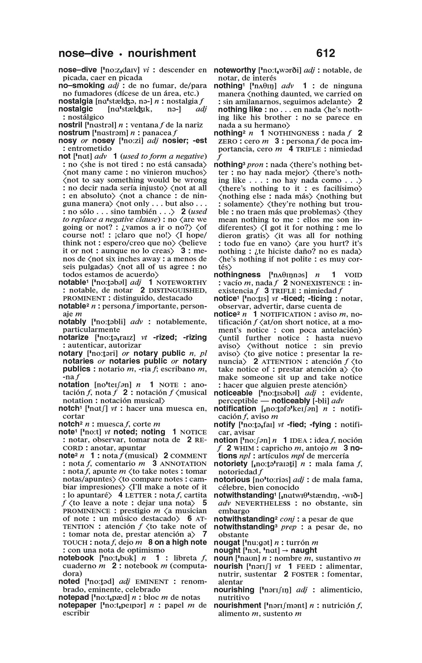 Merriam-Webster's Spanish-English Dictionary page 612