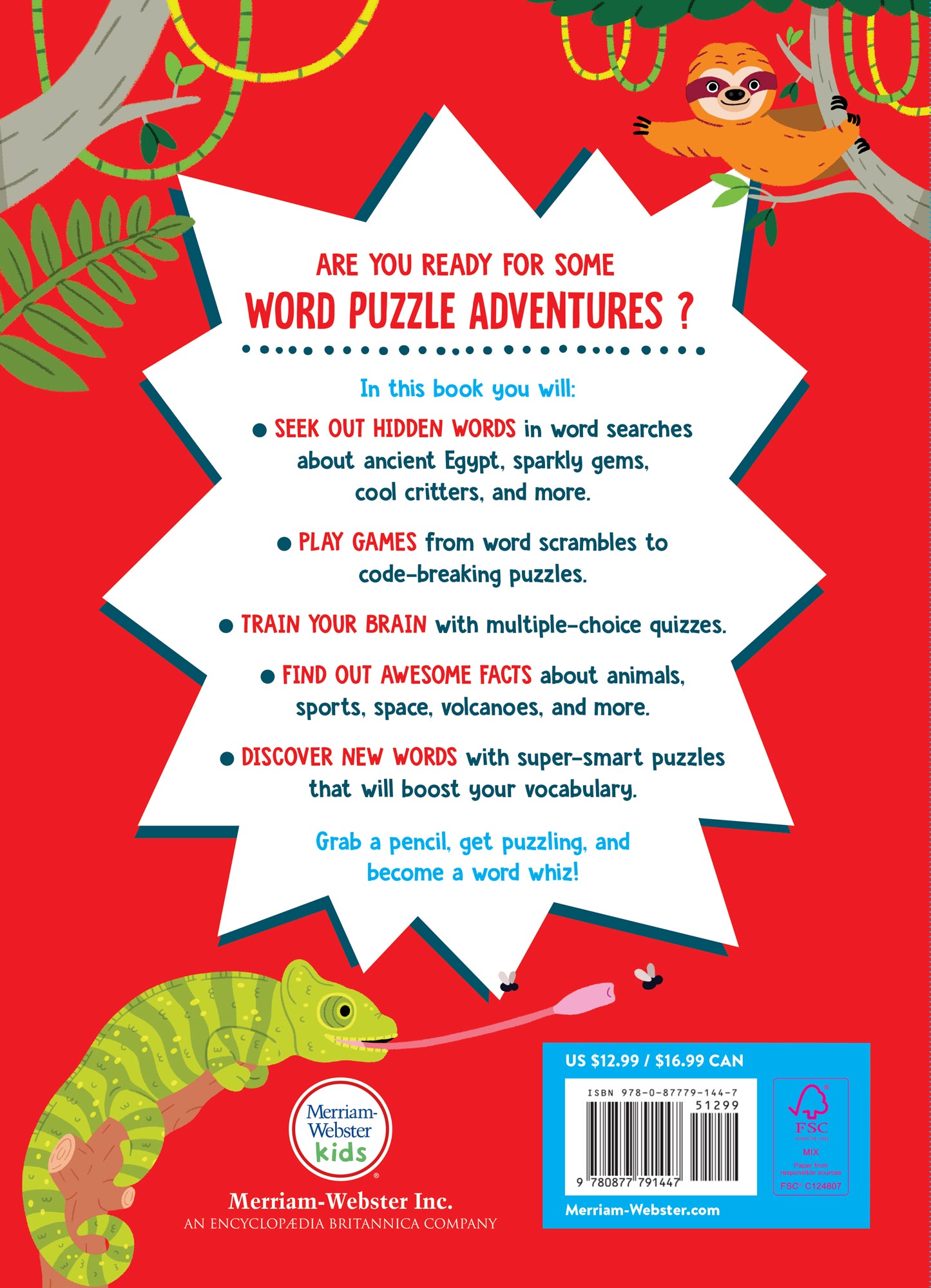 Back Cover of Merriam-Webster's Word Puzzle Adventures