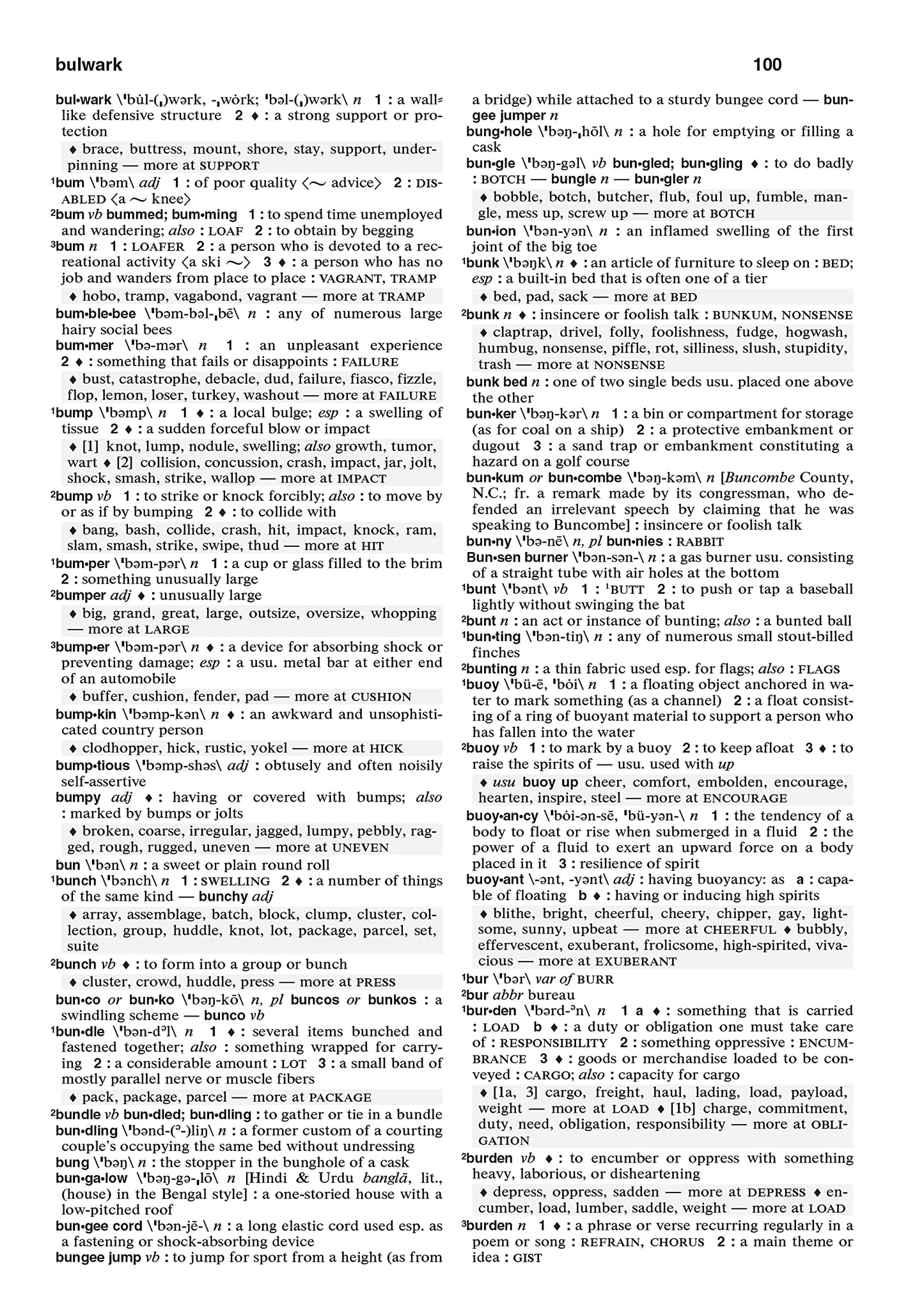 Merriam-Webster's Dictionary and Thesaurus sample page