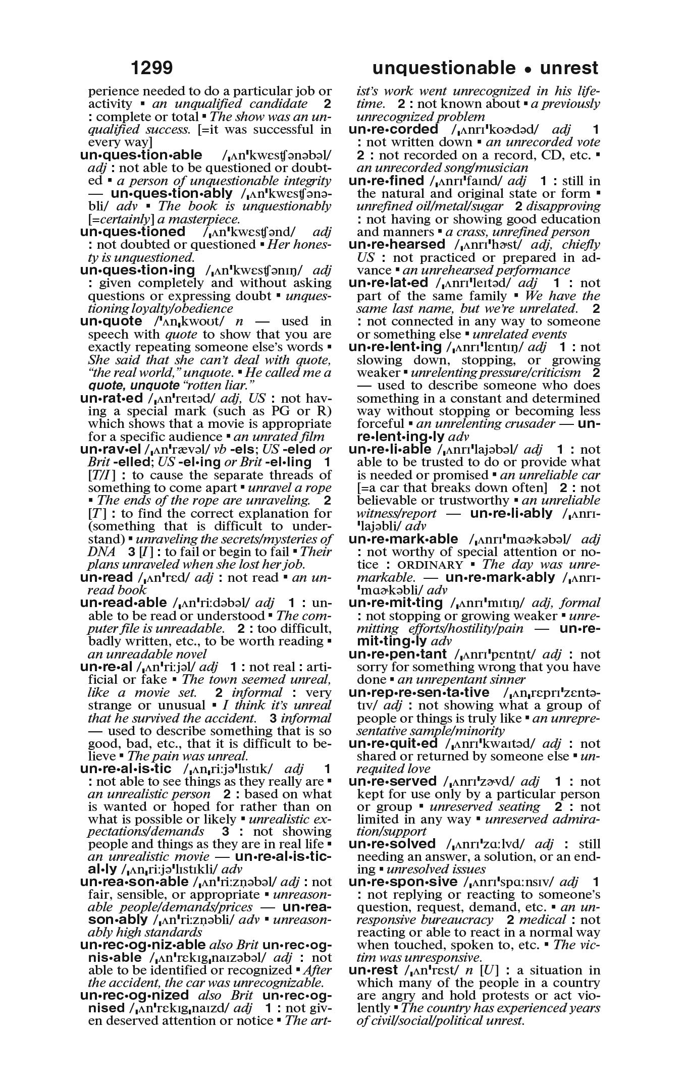 Merriam-Webster's Essential Learner's English Dictionary page 1299