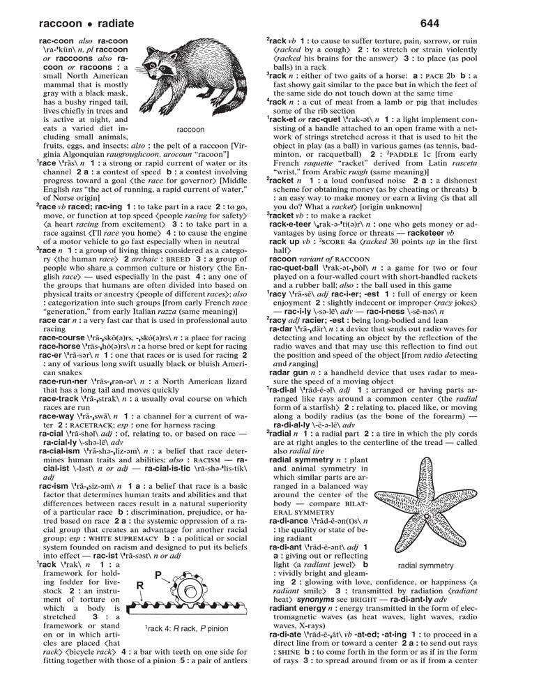 A sample page from Merriam-Webster's Intermediate Dictionary
