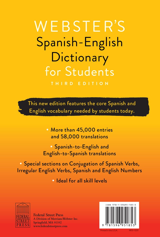 Webster's Spanish-English Dictionary for Students, Third Edition back cover