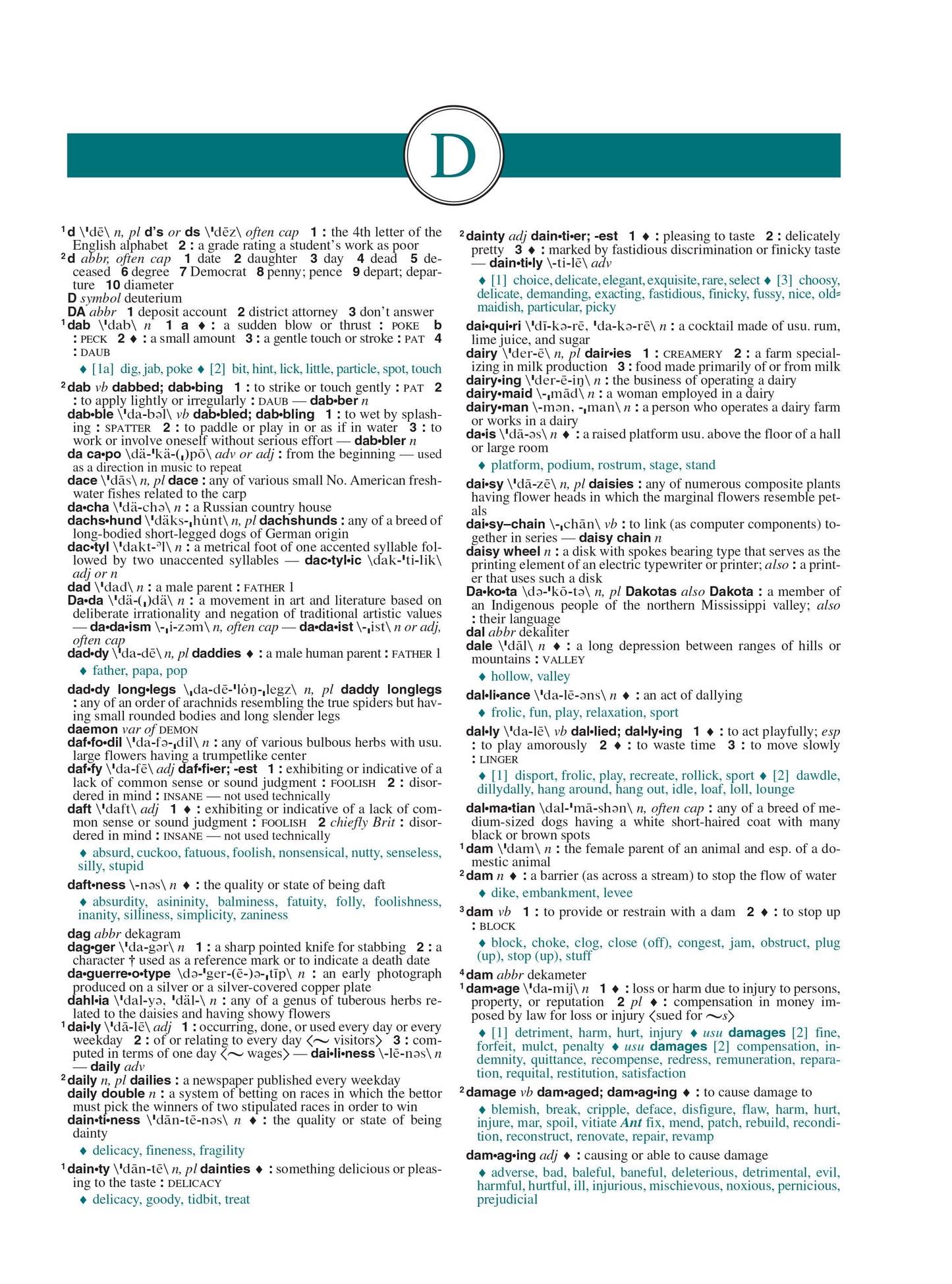 Sample page from Webster's All-In-One Dictionary and Thesaurus