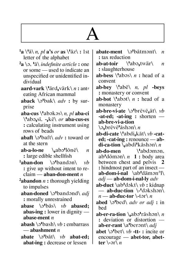 Merriam-Webster's Concise Dictionary Large Print Edition page 1