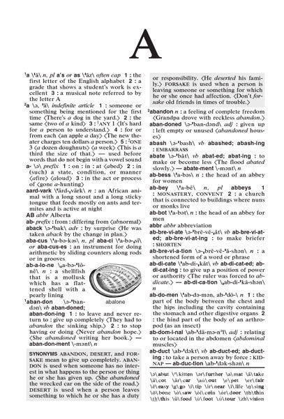 Merriam-Webster's Dictionary of Basic English inner page: A