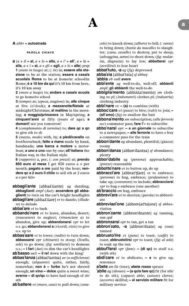 Merriam-Webster's Italian-English Dictionary page A 
