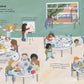 Inside spread from Merriam-Webster's Ready-for-School Words: An art room with various creative activities and tools.