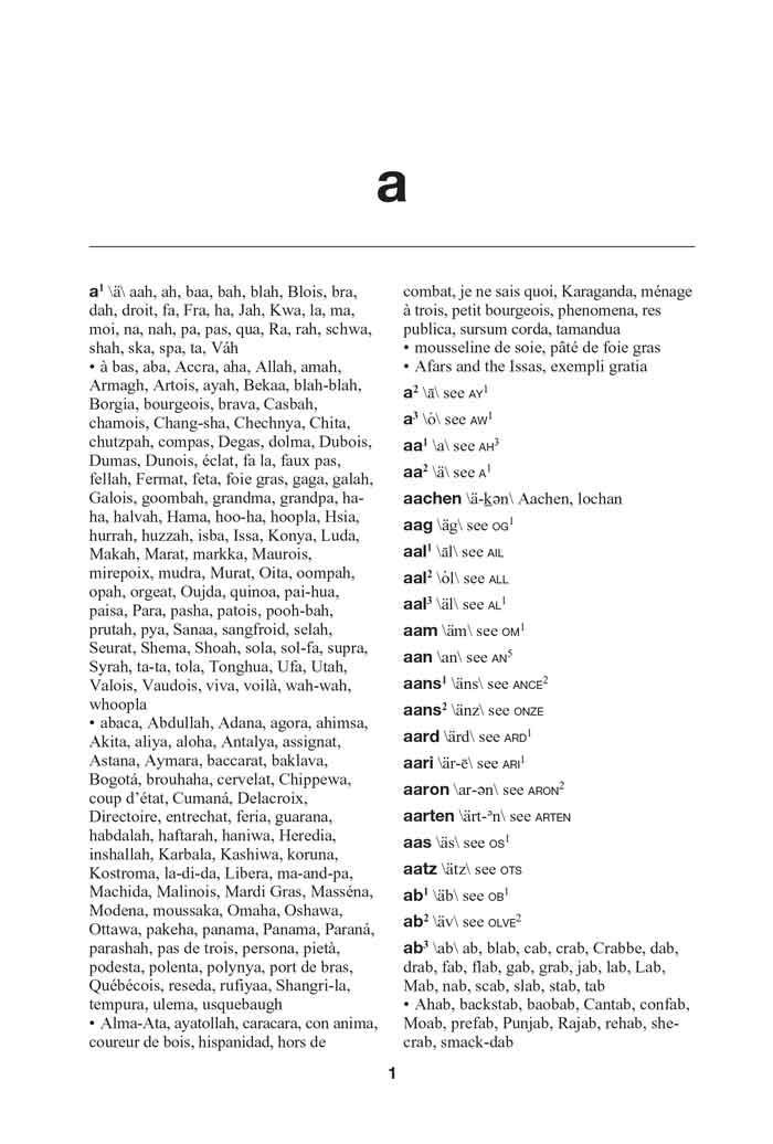 Merriam-Webster's Rhyming Dictionary, Second Edition page 1