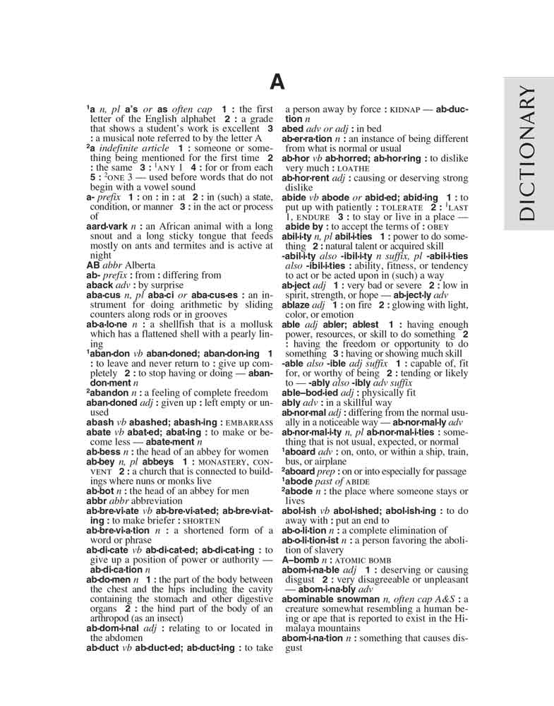 Webster's Dictionary & Thesaurus for Students, Third Edition with Full-Color World Atlas Dictionary entry