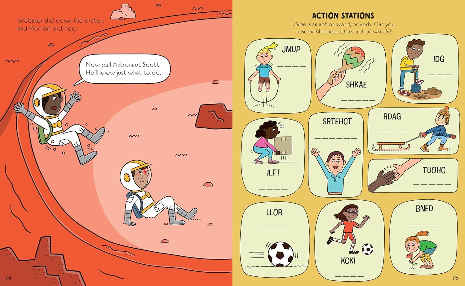 Interior spread from Follow the Stars, What Happened on Mars? 