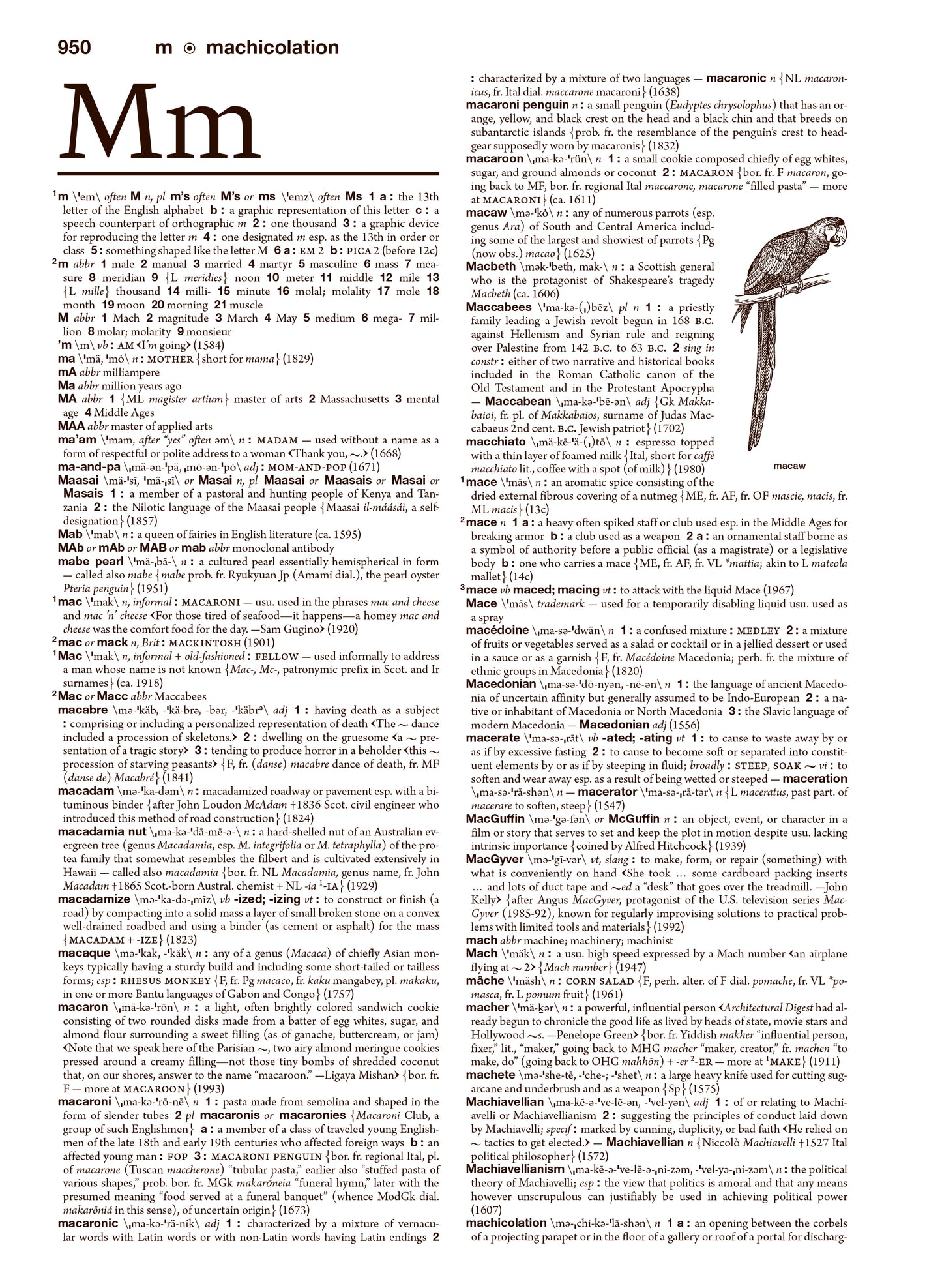 A sample page from Merriam-Webster's Collegiate Dictionary, Twelfth Edition