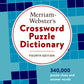 Merriam-Webster's Crossword Puzzle Dictionary, Enlarged Print cover with a crossword grid pattern and text '340,000 puzzle clues and answer words'