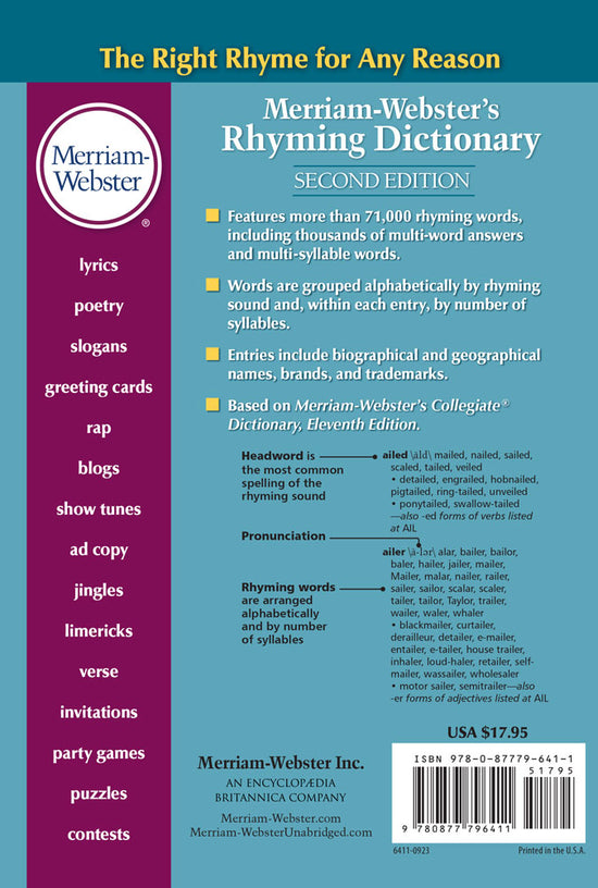 Merriam-Webster's Rhyming Dictionary, Second Edition – Merriam-Webster Shop