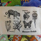 Image of a cotton zip pouch with hand-drawn illustrations of plants and animals paired with their headword, with the Merriam-Webster vintage logo in the lower right.