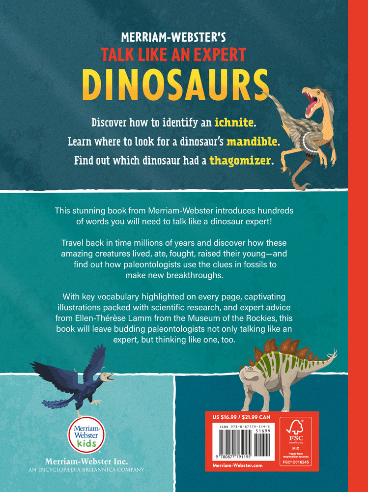 Back cover of Dinosaurs: 400 Words for Budding Paleontologists