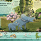 Pages 14-15 of Dinosaurs: 400 Words for Budding Paleontologists. Spread titled "When Dinosaurs Ruled" with colorful illustrations and a timeline at the bottom of the spread. 