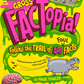 Cover of Gross FACTopia!: Follow the Trail of 400 Foul Facts. A yellow background with a green slime pattern, pink and yellow type, and spot art from the book.