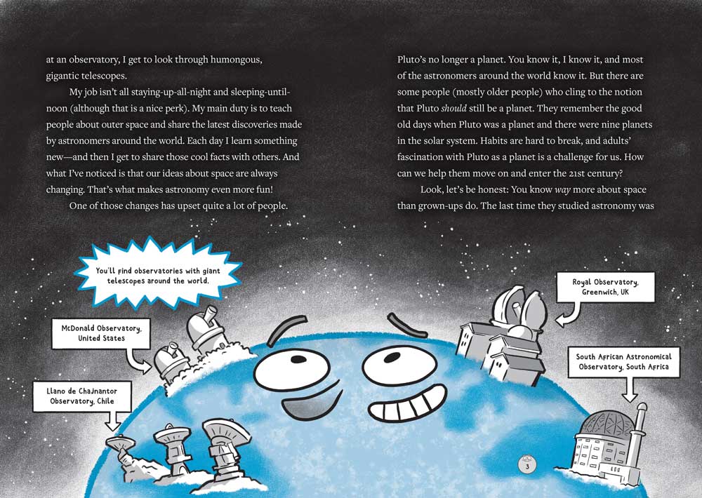 Interior spread from How to Teach Grown Ups About Pluto.