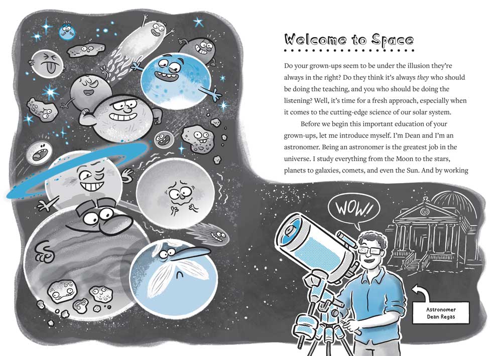 Welcome to Space spread from How to Teach Grow Ups About Pluto