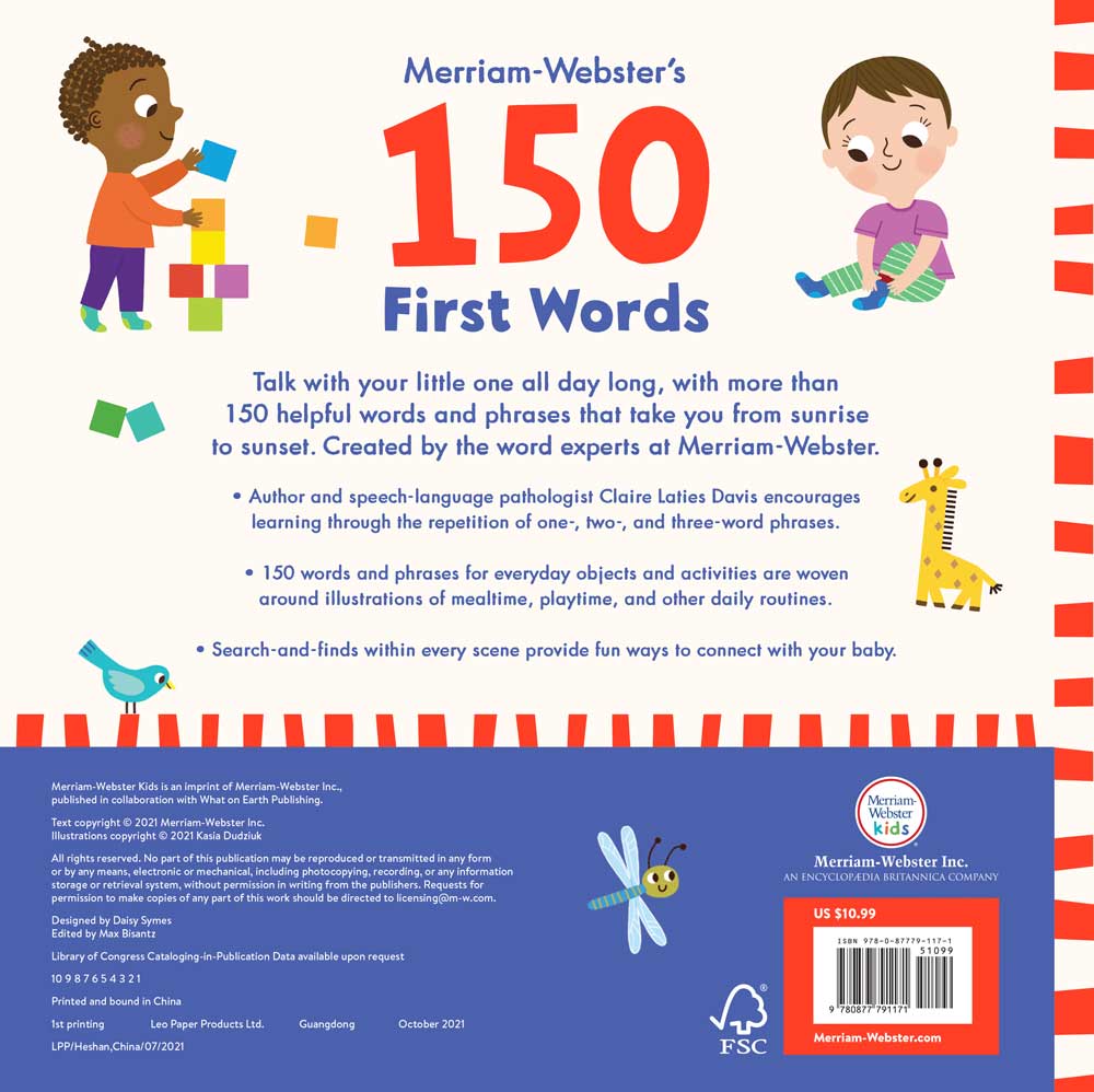 Merriam-Webster's 150 First Words back cover
