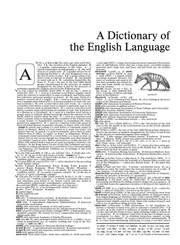 Merriam-Webster's Collegiate Dictionary, Eleventh Edition page 1