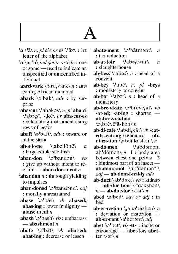 Merriam-Webster's Concise Dictionary Large Print Edition page 1 