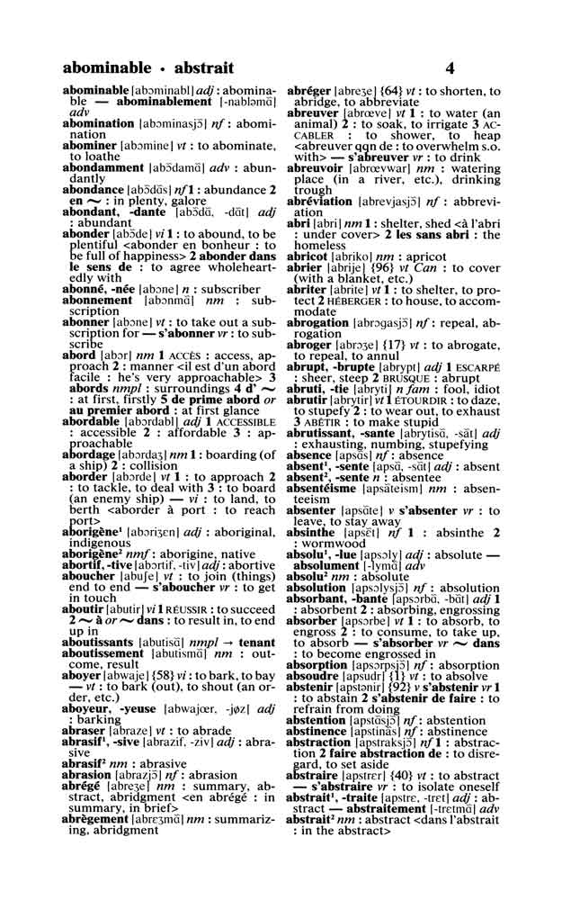 Merriam-Webster's French-English Dictionary page 4