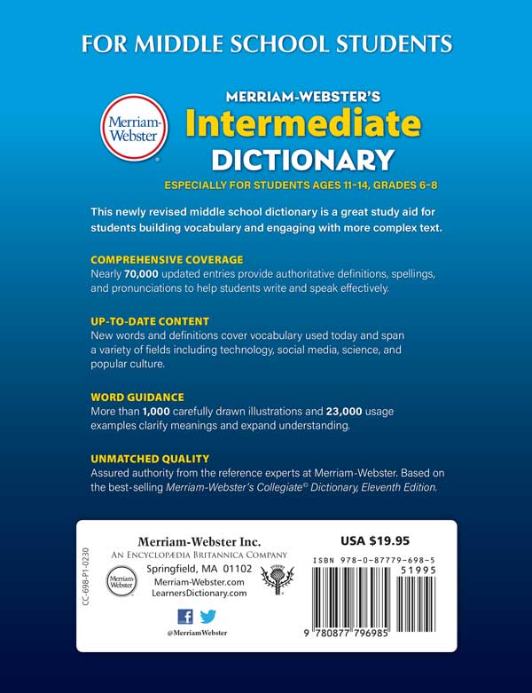 Merriam-Webster's Intermediate Visual Dictionary back cover