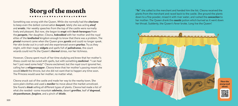 A sample Story of the month spread from Merriam-Webster's Word of the Day