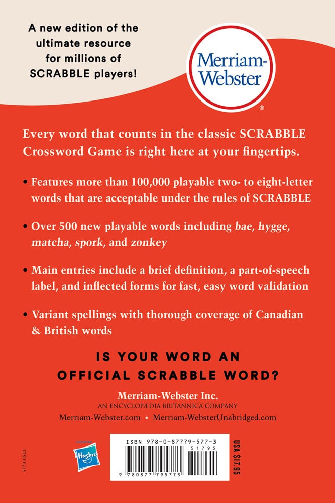 Back cover of The Official SCRABBLE Players Dictionary, Seventh Edition
